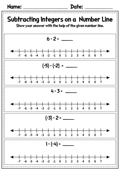 Afbeeldingsresultaten voor Number Line with Integers Worksheet