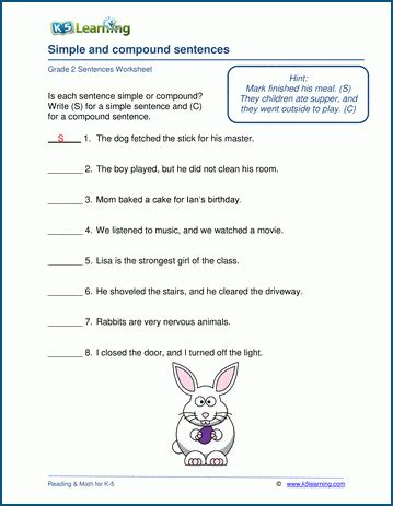 Afbeeldingsresultaten voor Sentence Structure Simple and Compound Worksheet