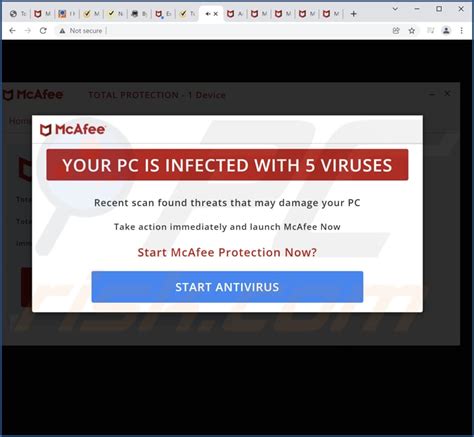 Image result for Fake McAfee Pop Up