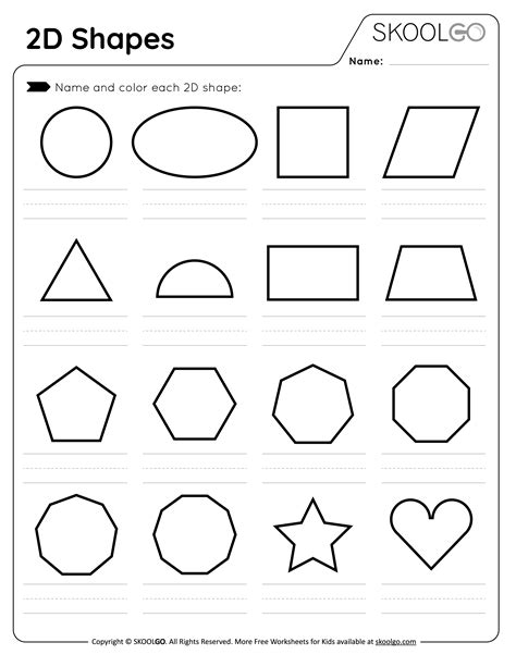 2D Shapes - Free Worksheet - SKOOLGO - Worksheets Library