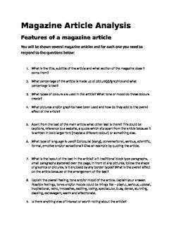 Image result for Magazine Article Analysis Worksheet