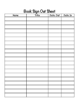 Image result for Classroom Library Sign Out Sheet