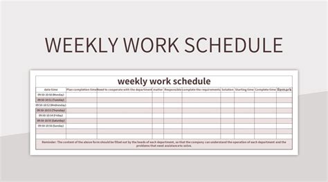 Image result for Free Weekly Work Schedule Template Excel