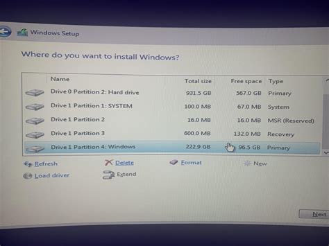 Delete Partition in Windows Setup に対する画像結果