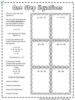 Toradh íomhá ar One Step Equation Interactive Notebook