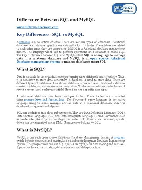 The Difference Between SQL and MySQL に対する画像結果