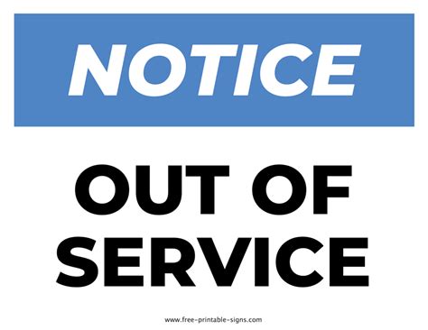 Toradh íomhá ar Out of Service Sign Printable PDF