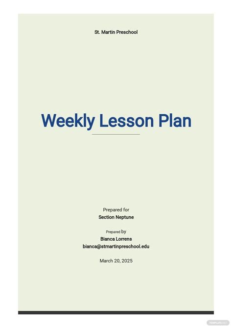 Image result for Weekly Lesson Plan for Preschool Sample