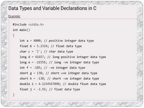 Image result for C Programming Data Types PPT