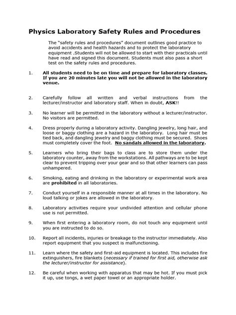 Image result for Precautions in Physics Lab