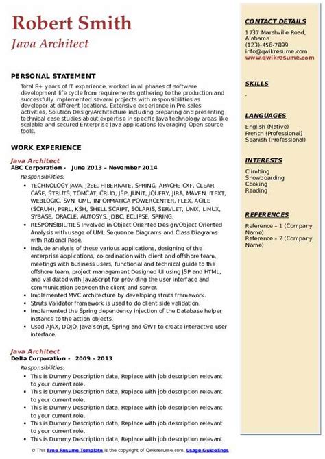 Afbeeldingsresultaten voor Java Architect CV