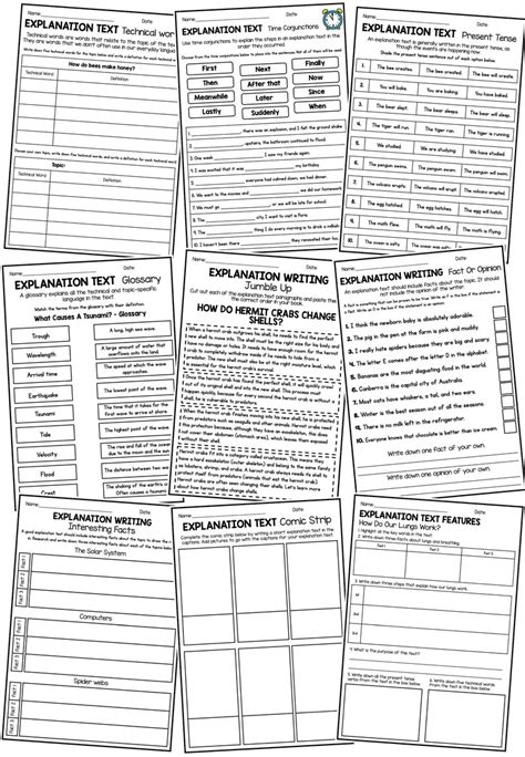 Image result for Explanation Text Worksheet