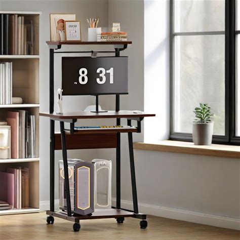 Image result for Compact Computer Desk with Printer Shelf Whitewash