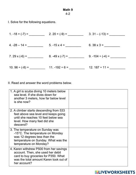 Toradh íomhá ar Mixed Integer Practice Worksheet