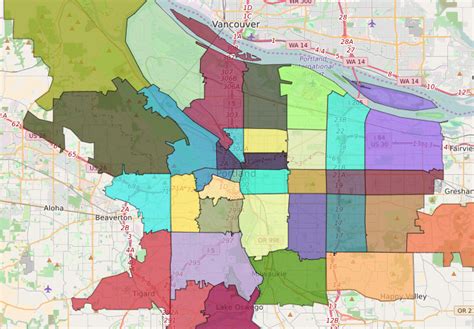 Afbeeldingsresultaten voor Multnomah County Zip Code Map