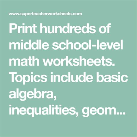 Image result for Math Worksheets Middle School Level