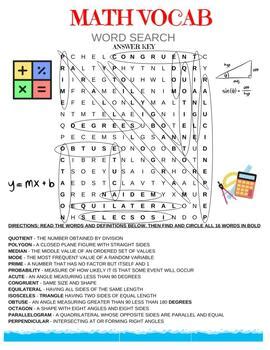 Image result for Math Word Search Answer Key