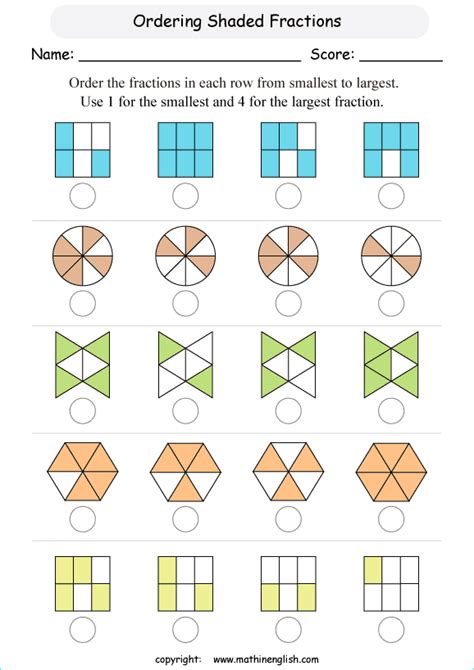 Image result for Fractions Order Worksheets