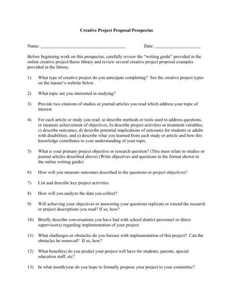 Image result for Project Prospectus Example