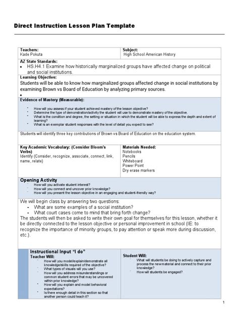 Image result for Direct Instruction Strategy Lesson Plan