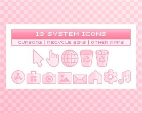 Pink Desktop Icons Set, 100 Aesthetic Icon Bundle, Custom Windows Mac ...