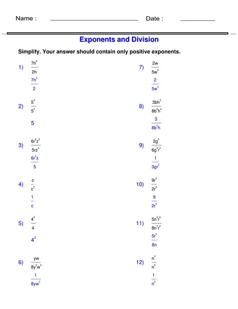 Image result for Exponents Variable Worksheets