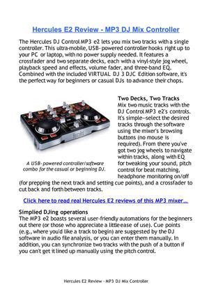 Image result for Hercules DJ Control MP3 E2 Programation