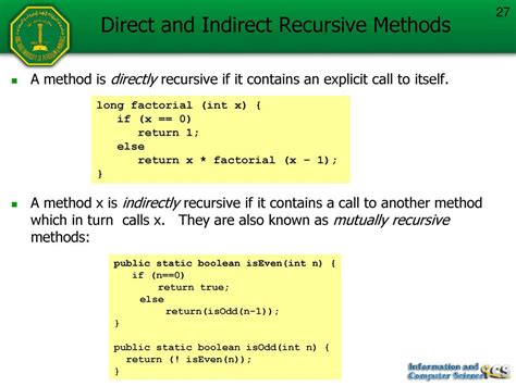 Toradh íomhá ar Example of Indirect Recursion