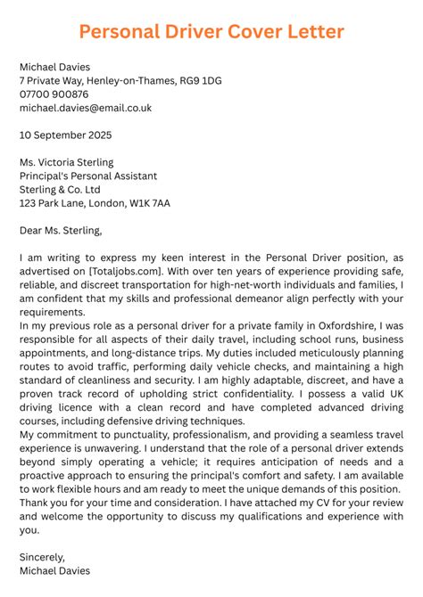 Toradh íomhá ar Sample Cover Letter for Driver Position