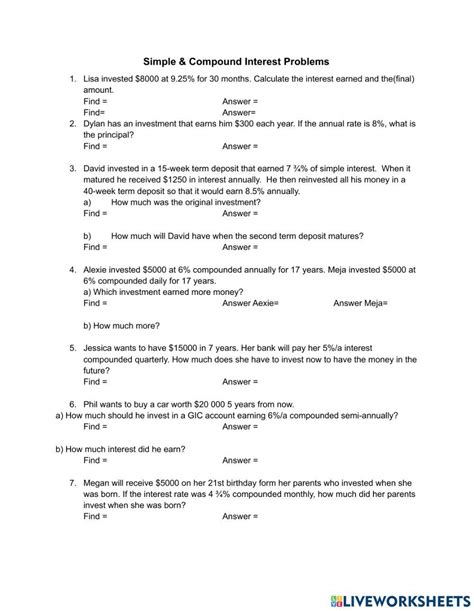 Image result for Compound Interest Formula Worksheet
