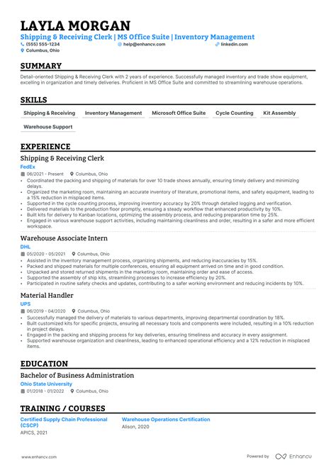 Shipping and Receiving Resume Examples に対する画像結果