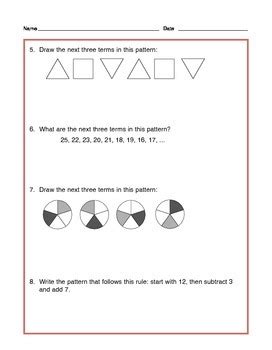 Toradh íomhá ar Common Core 4th Grade Continuing Patterns Worksheets