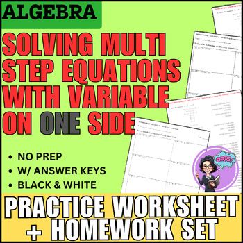 Image result for Multi-Step Variable Equations Worksheets