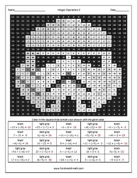 Toradh íomhá ar Integer Operations Coloring Activity