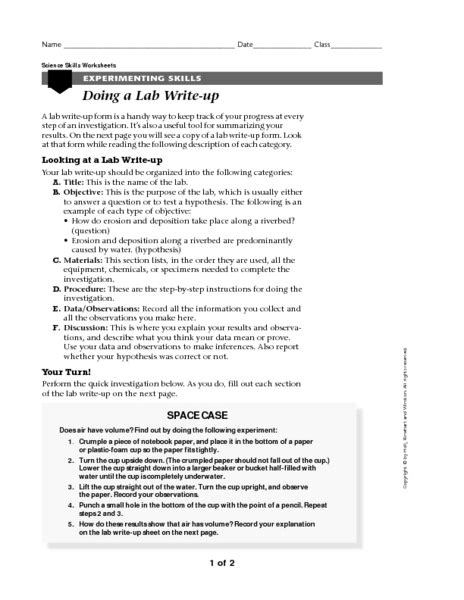 Image result for Lab Write Up Worksheet