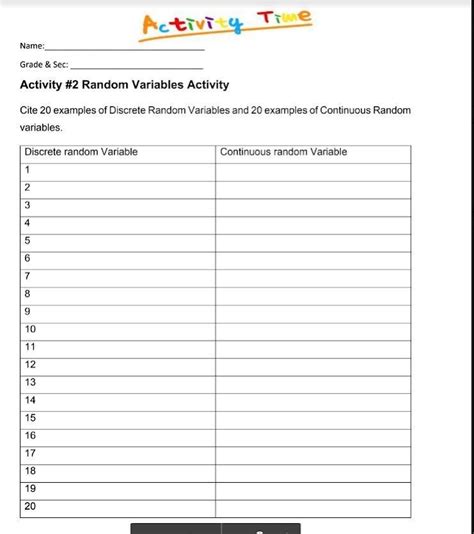 Image result for 20 Examples of Continuous Random Variables