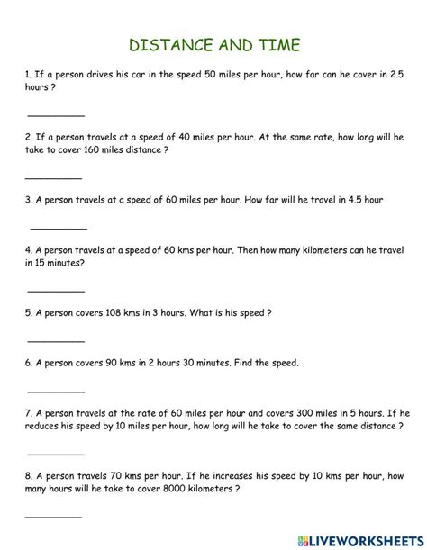 Image result for Speed Distance Time Practice Worksheet