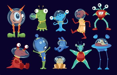 Cartoon Alien Characters Set 4957633 Vector Art at Vecteezy