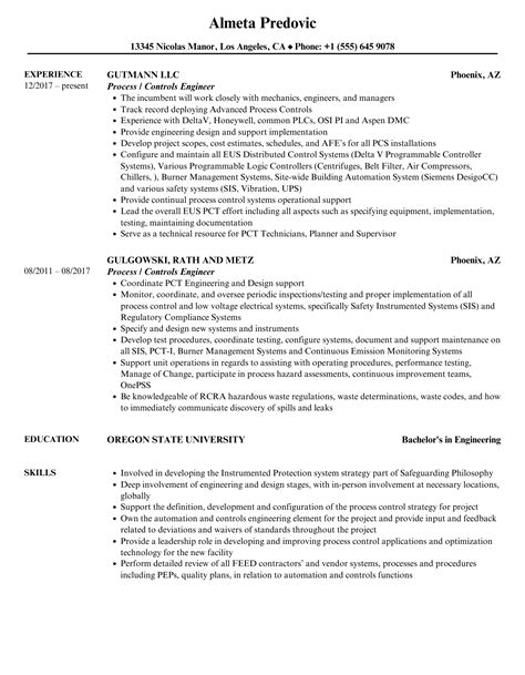 Process Control Engineer Resume に対する画像結果