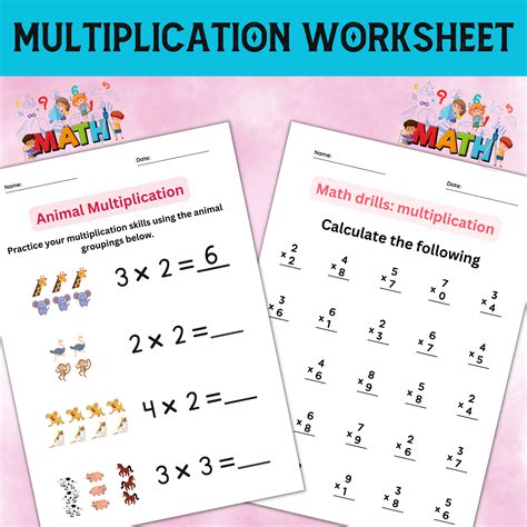 Image result for Worksheet in Math Multiplication