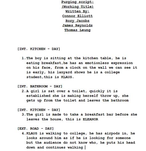 Pre-Production Script Example に対する画像結果