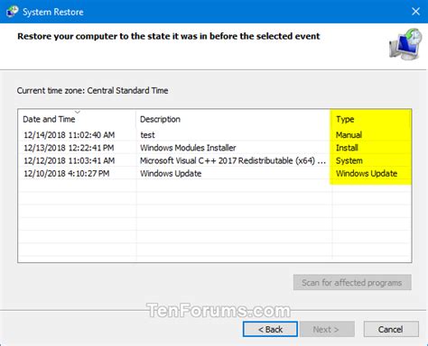 Afbeeldingsresultaten voor System Restore Point Create