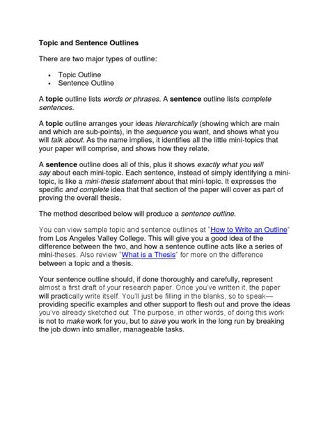 Toradh íomhá ar Topic Sentence Outline Example