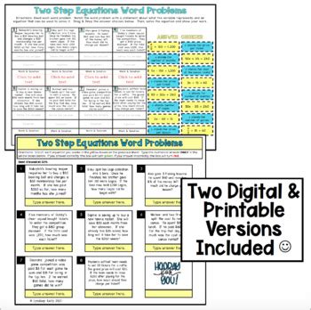 Image result for 2 Step Equations Word Problems