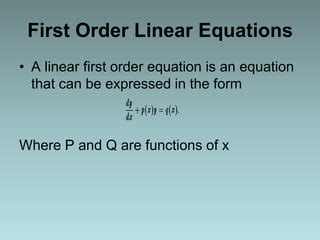Image result for Examples of First Order Linear Differential Equations