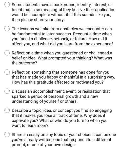 Image result for Prompt 6 Common App Examples