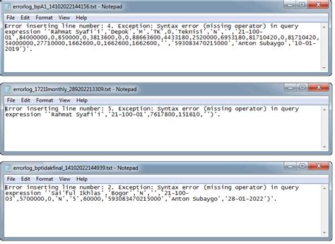 Toradh íomhá ar Contoh Syntax Error