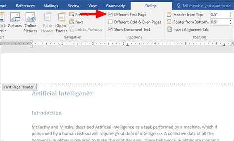 How to Make First Page Header Different Word に対する画像結果
