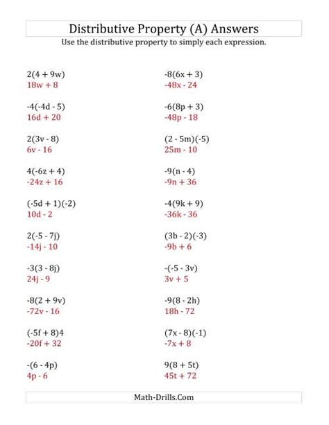 Math Drills Distributive Property Worksheet に対する画像結果