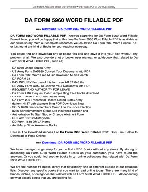 Image result for DA Form 5960 Fillable PDF